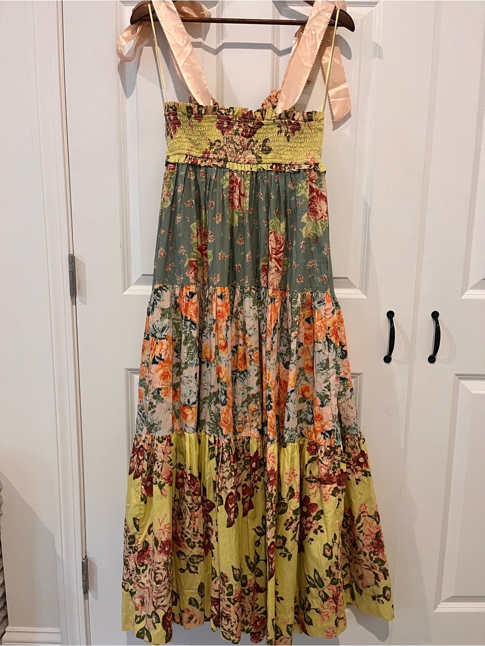 Free People Bluebell Maxi Dress-Floral Tiered Multi - Green, Pink & Yellow - Picture 4 of 6
